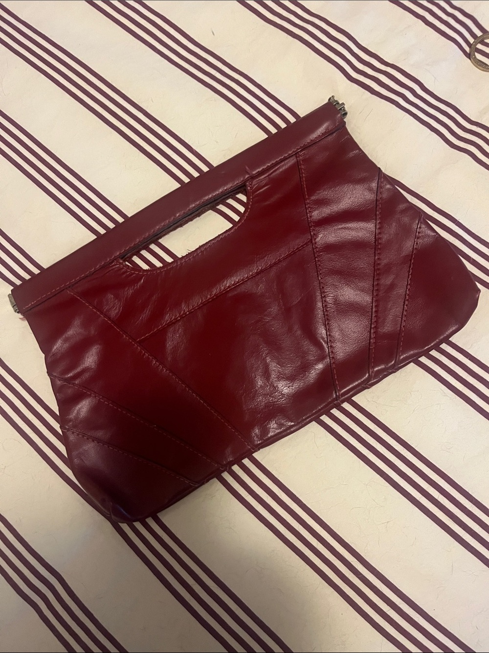 Vintage Women's Faux Leather Clutch Bag in Burgundy